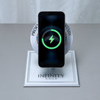Phone charging wirelessly on the Iron Man arc reactor charger