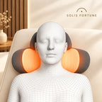 Solis Cradlelift — heated neck massage pillow with both neck rests glowing warm