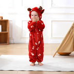 Solis Critter Onesie — Snowman: flannel hooded animal romper worn by a toddler