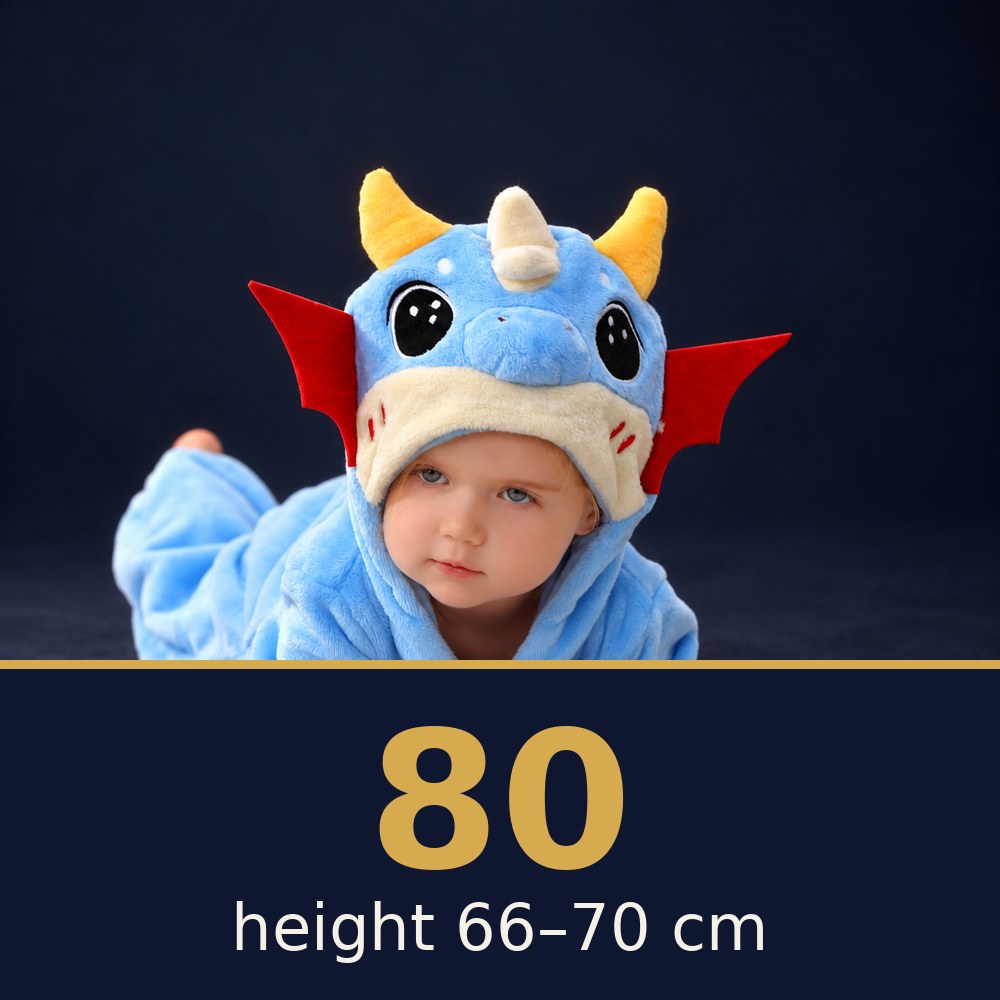 Solis Critter Onesie Blue Dragon — size 80 · height 66–70 cm