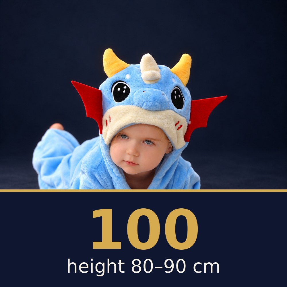 Solis Critter Onesie Blue Dragon — size 100 · height 80–90 cm