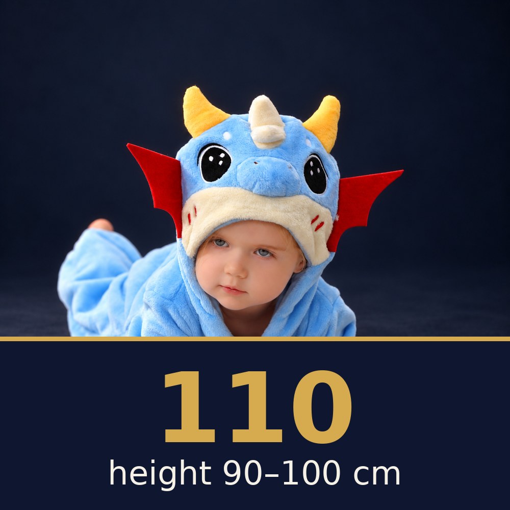 Solis Critter Onesie Blue Dragon — size 110 · height 90–100 cm