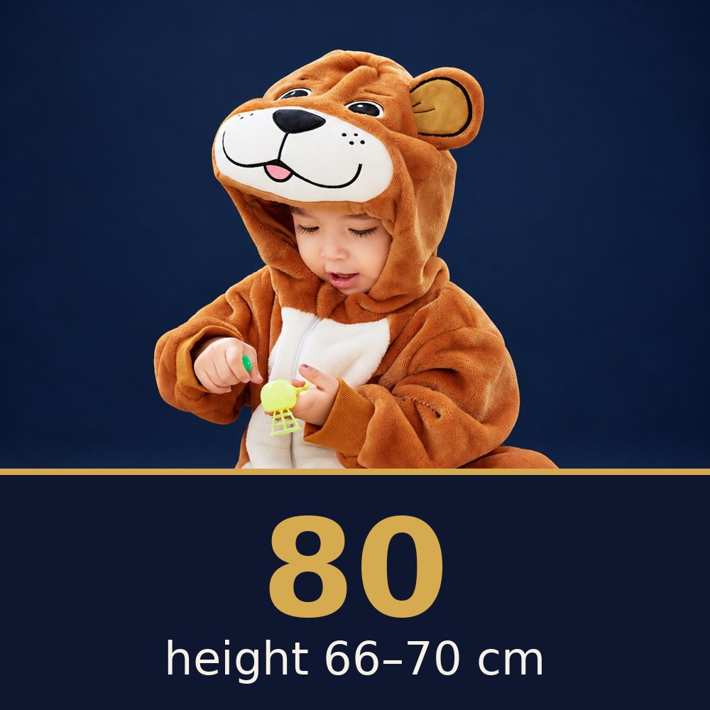 Solis Critter Onesie Brown Bear — size 80 · height 66–70 cm