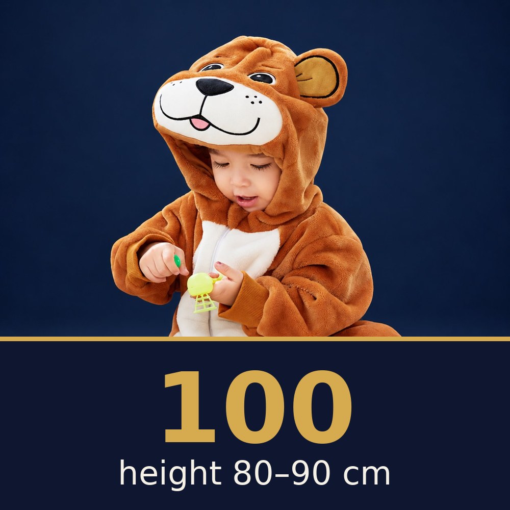 Solis Critter Onesie Brown Bear — size 100 · height 80–90 cm
