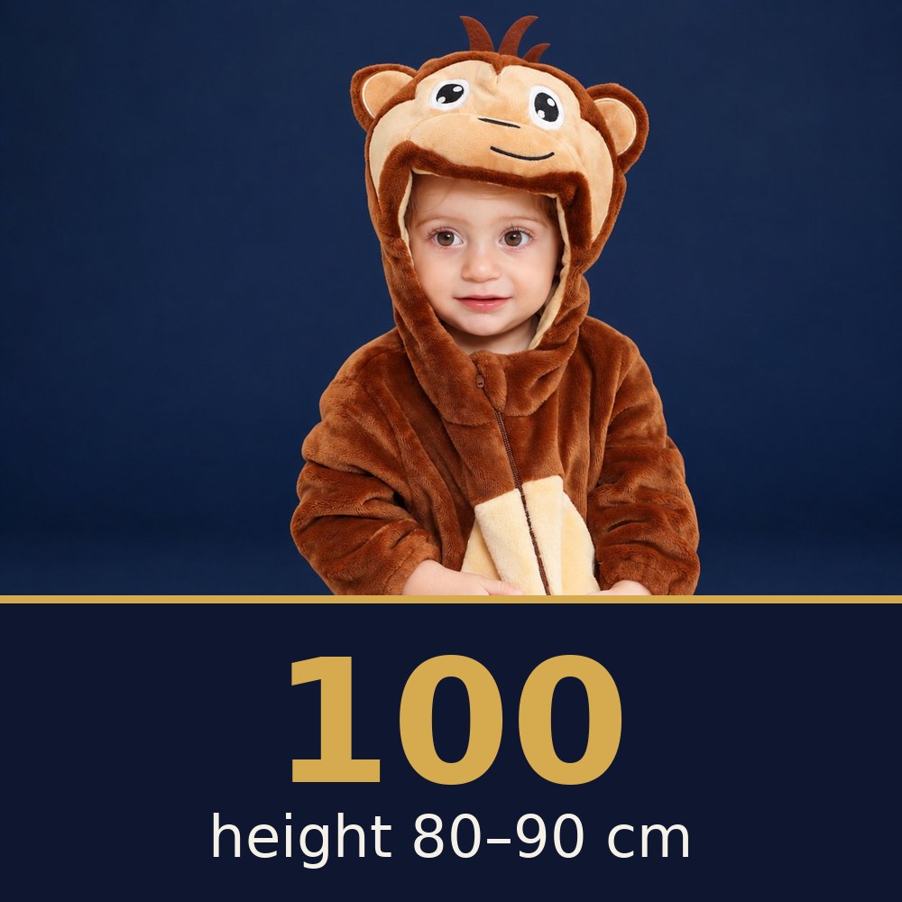 Solis Critter Onesie Brown Monkey — size 100 · height 80–90 cm