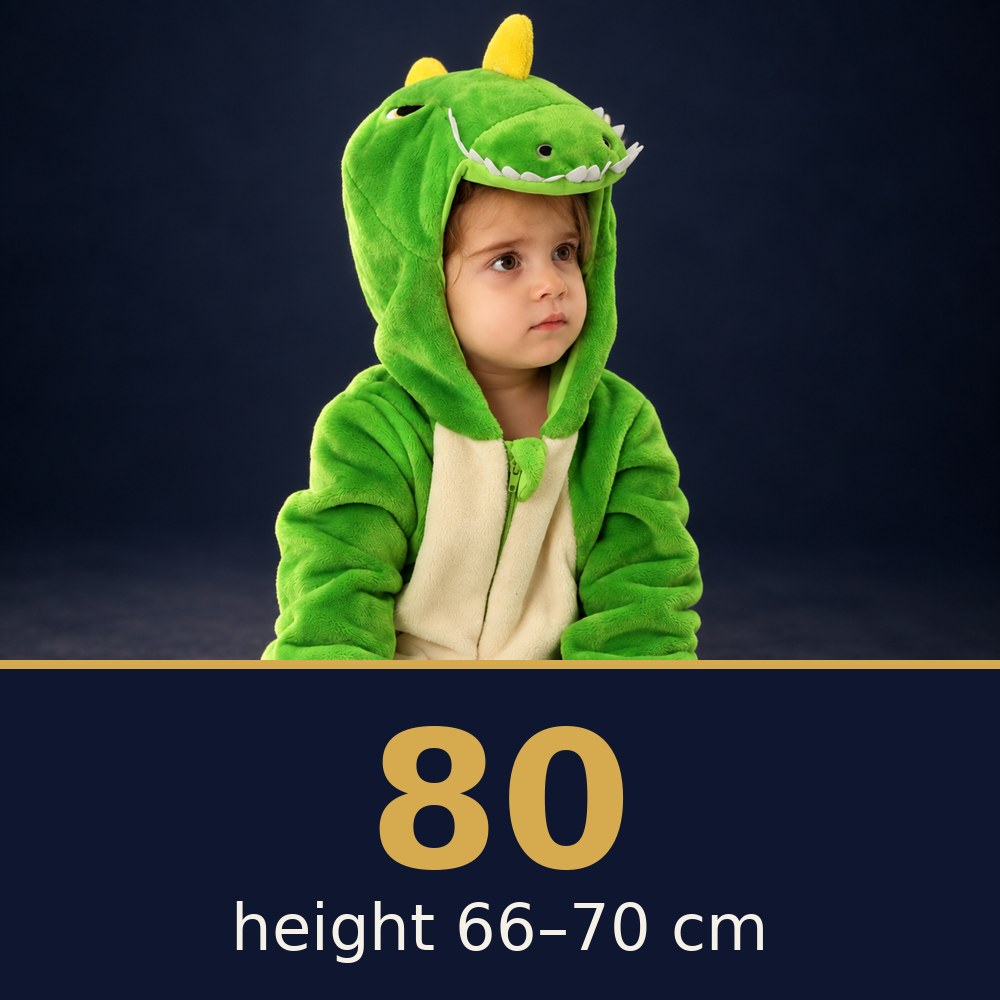 Solis Critter Onesie Green T Rex — size 80 · height 66–70 cm