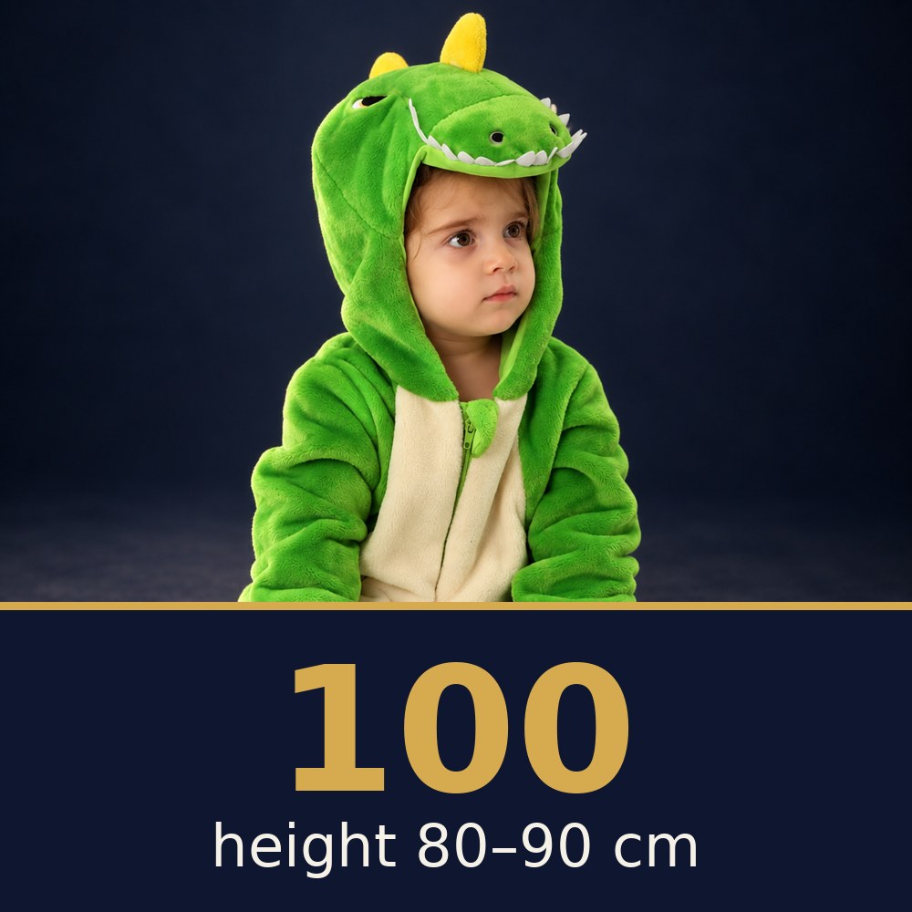 Solis Critter Onesie Green T Rex — size 100 · height 80–90 cm