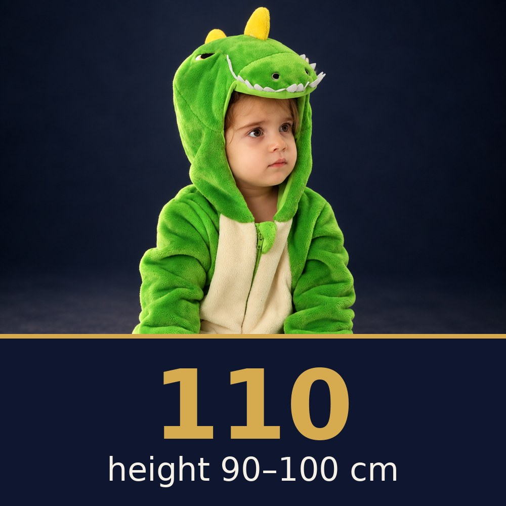 Solis Critter Onesie Green T Rex — size 110 · height 90–100 cm
