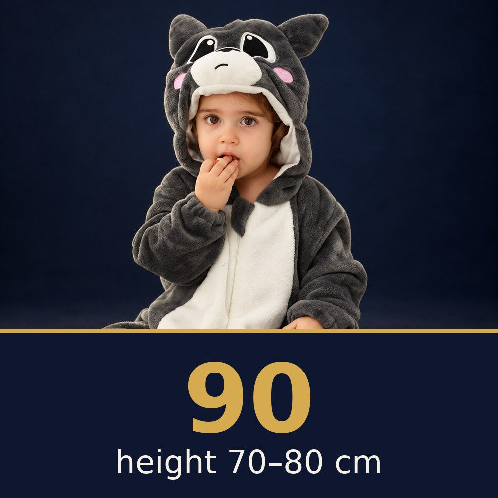 Solis Critter Onesie Grey Cat — size 90 · height 70–80 cm