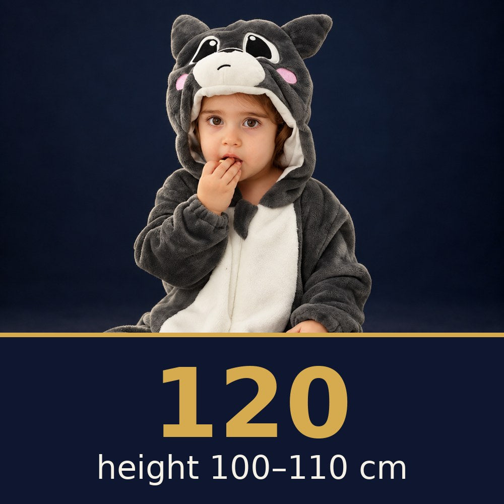 Solis Critter Onesie Grey Cat — size 120 · height 100–110 cm