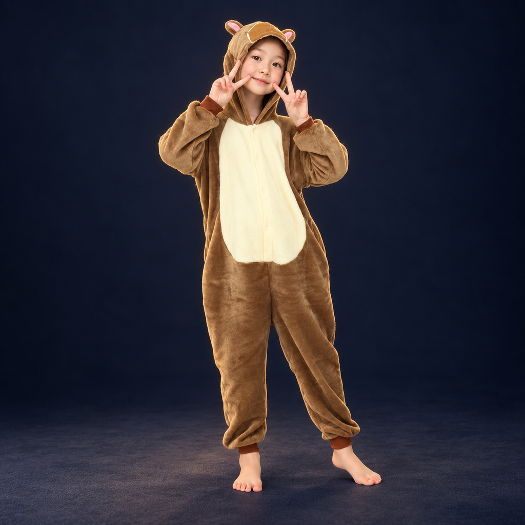 solis critter onesie kids chipmunk — Chipmunk worn by a child on a dark navy studio background