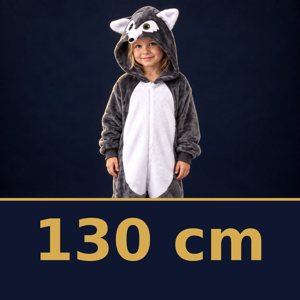Solis Critter Onesie Kids Grey Wolf — size 130 cm