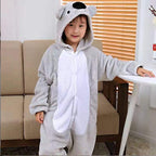 Solis Critter Onesie Kids — Koala: hooded flannel animal jumpsuit on a child