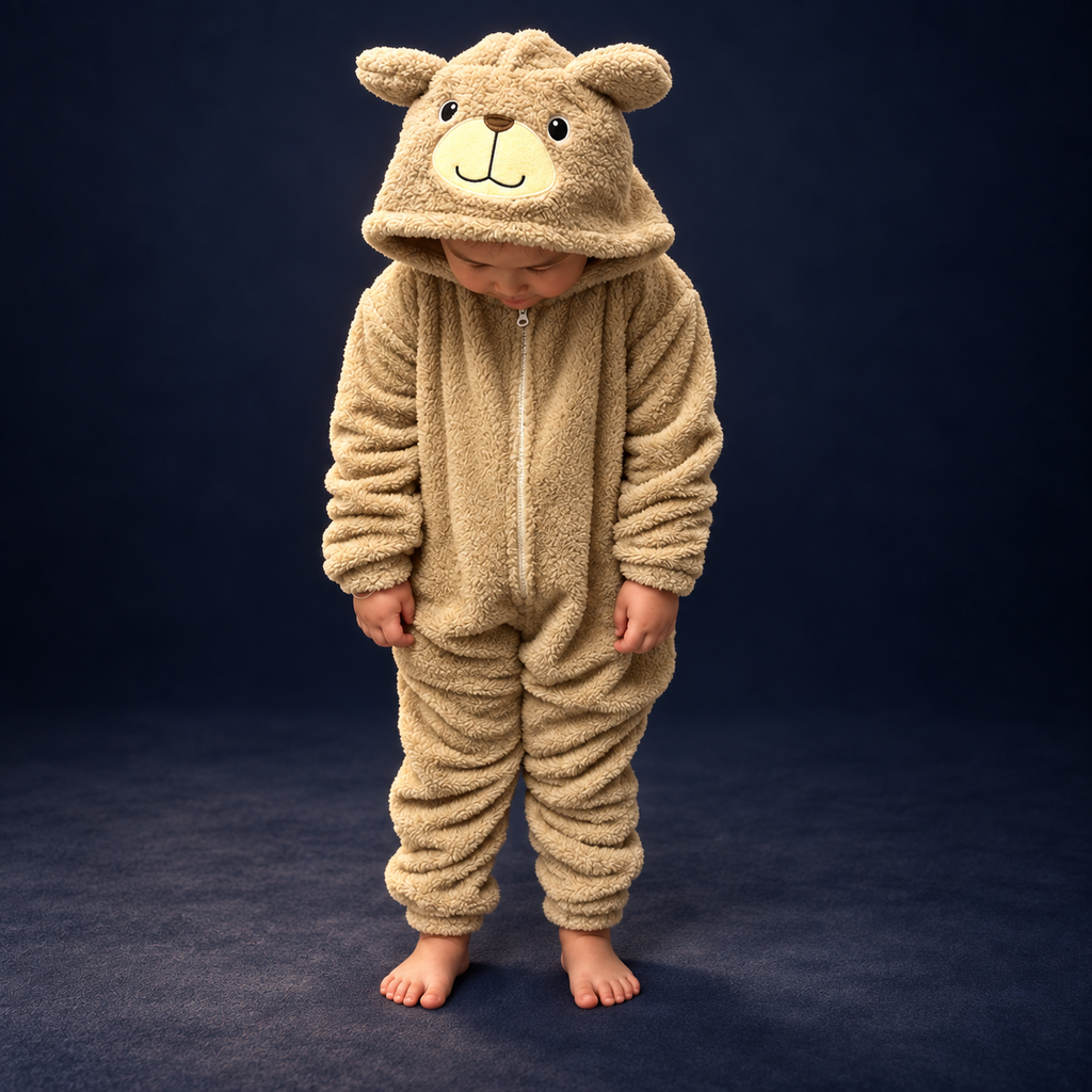 solis critter onesie kids lamb — Lamb worn by a child on a dark navy studio background