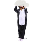 Solis Critter Onesie Kids — Long-Tail Monkey: hooded flannel animal jumpsuit (photo shows the adult version of the design; this listing is kids' sizes 100–140 cm)