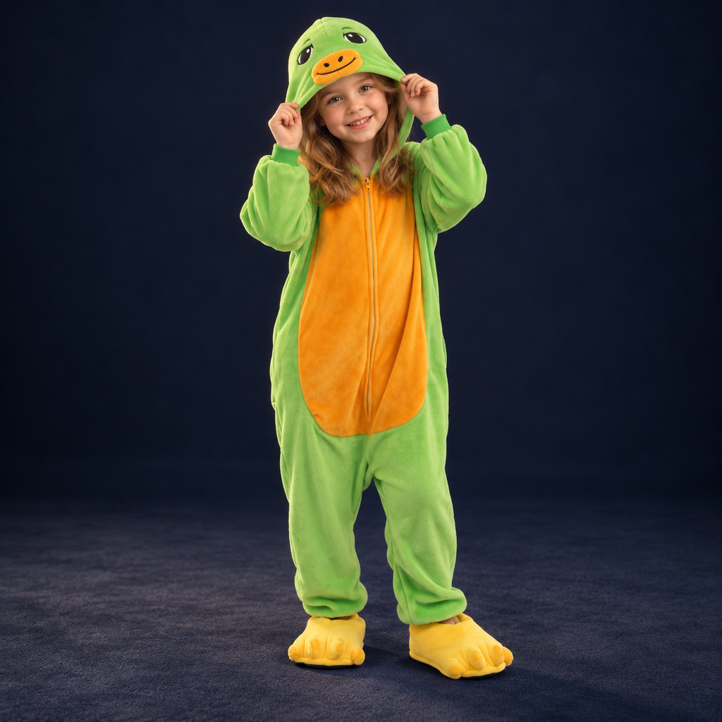 solis critter onesie kids turtle — Turtle worn by a child on a dark navy studio background