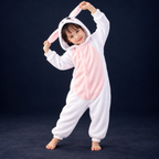 solis critter onesie kids white bunny — White Bunny worn by a child on a dark navy studio background