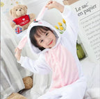 Solis Critter Onesie Kids — White Bunny: hooded flannel animal jumpsuit on a child