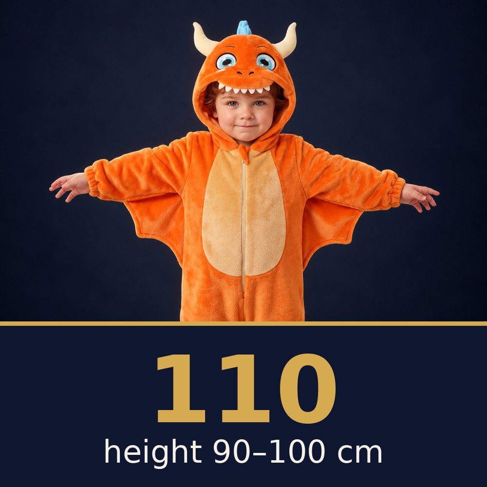 Solis Critter Onesie Orange Dragon — size 110 · height 90–100 cm