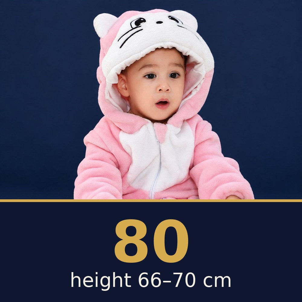 Solis Critter Onesie Pink And White Cat — size 80 · height 66–70 cm