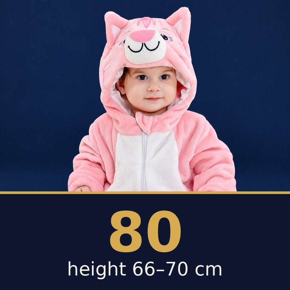 Solis Critter Onesie Pink Cat — size 80 · height 66–70 cm