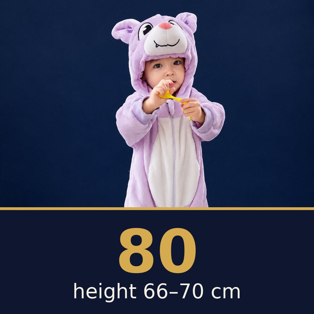 Solis Critter Onesie Purple Bat — size 80 · height 66–70 cm