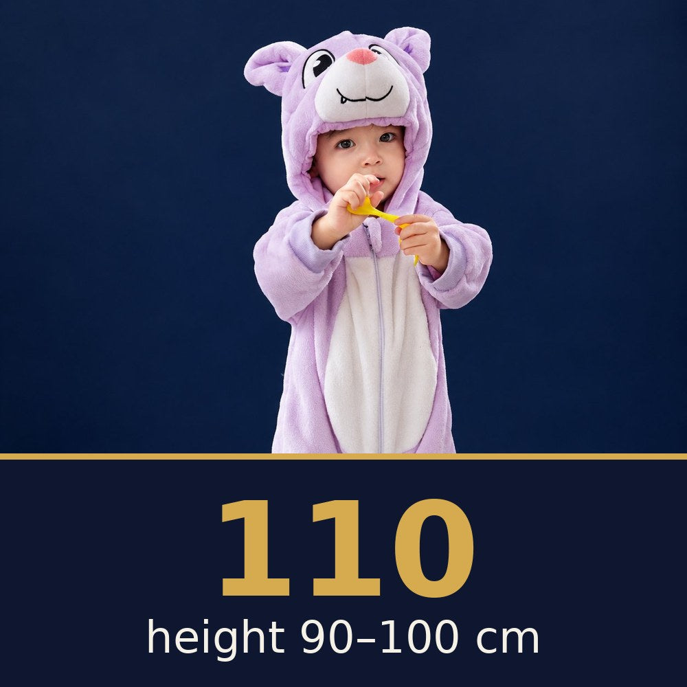 Solis Critter Onesie Purple Bat — size 110 · height 90–100 cm