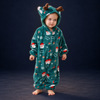 solis critter onesie santa — Santa worn by a child on a dark navy studio background