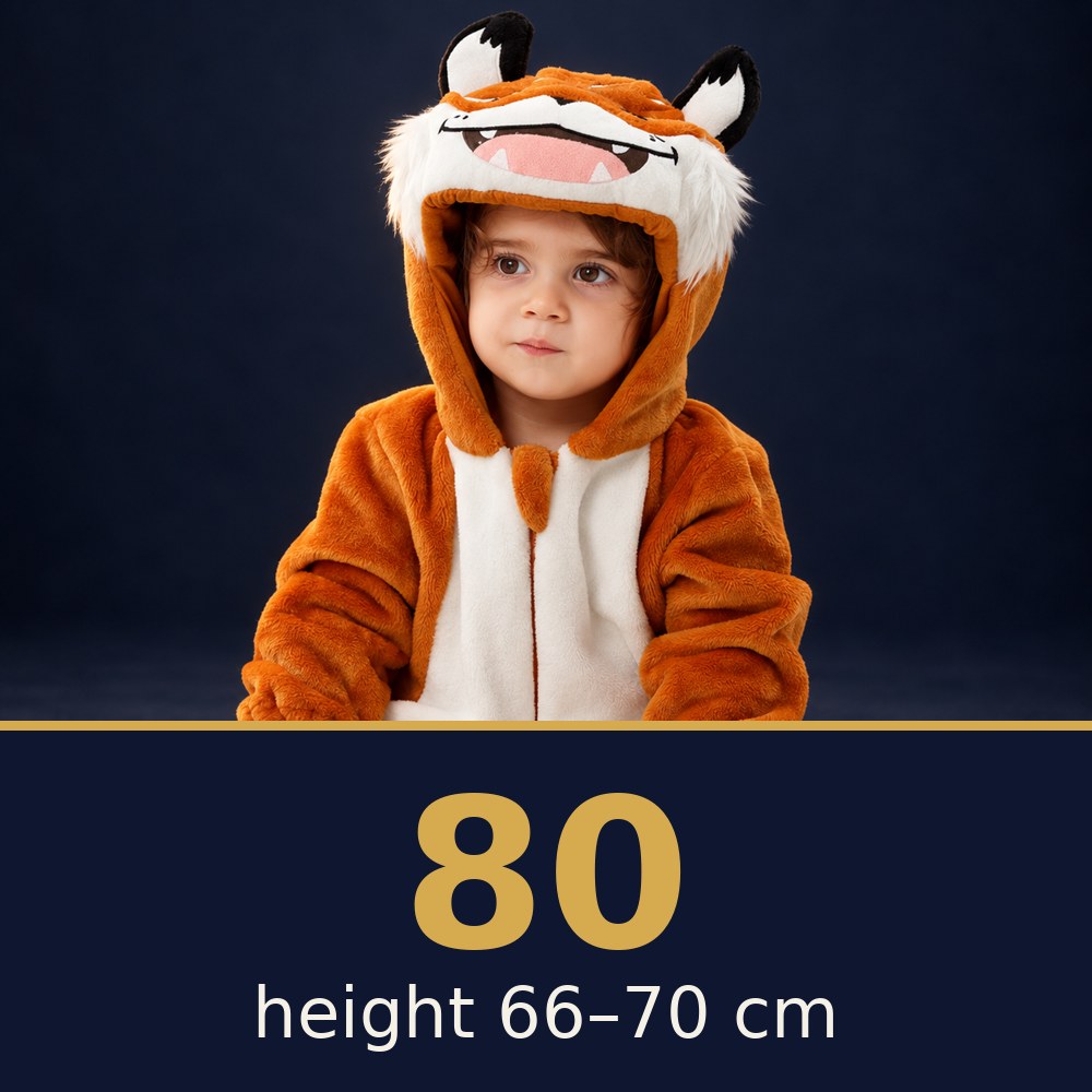 Solis Critter Onesie Smiling Tiger — size 80 · height 66–70 cm