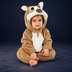 solis critter onesie wolf — Wolf worn by a child on a dark navy studio background