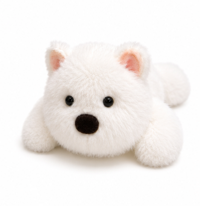 Solis Cruiser Pals magnetic car plush — Cruiser Pals — White Puppy: magnetic plush white puppy