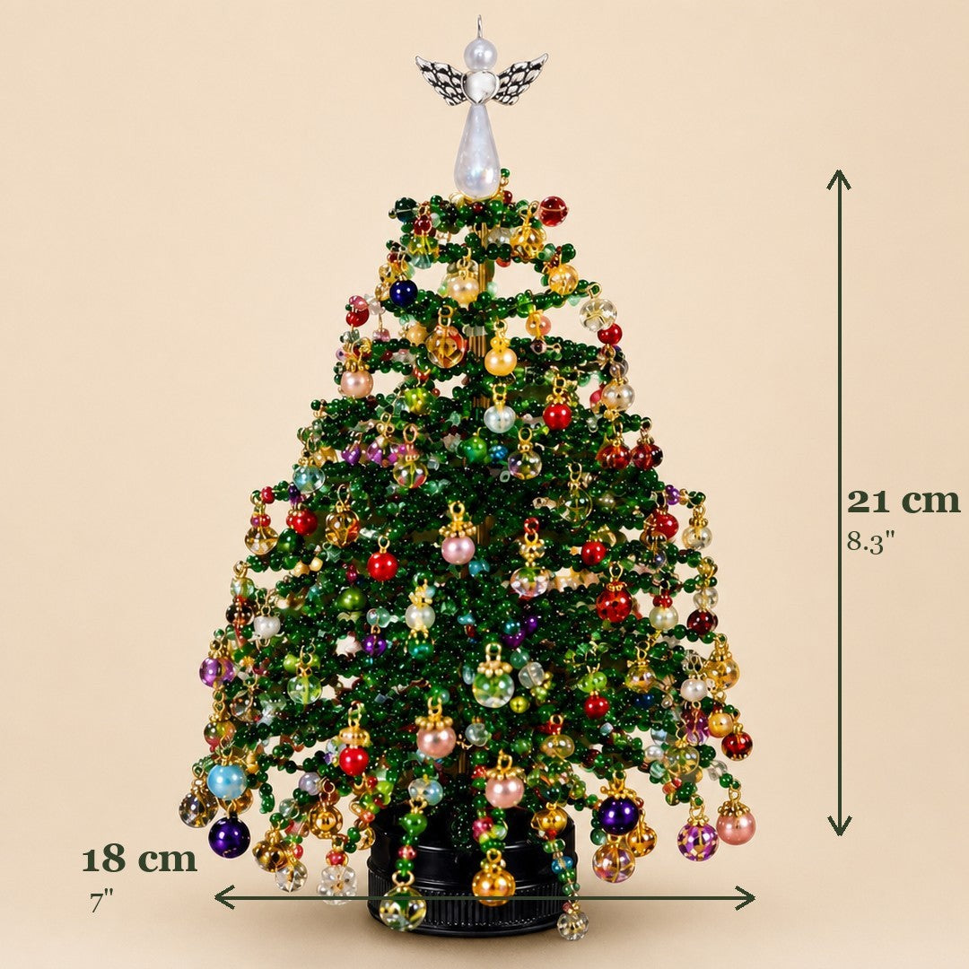 Solis Crystal Pine — finished beaded tree size: about 21 cm tall and 18 cm wide