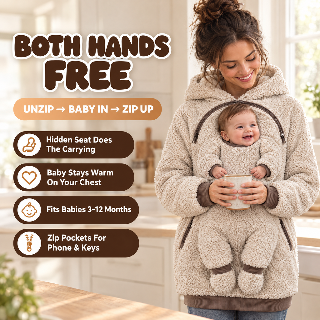 Solis Cuddle — both hands free: unzip, baby in, zip up