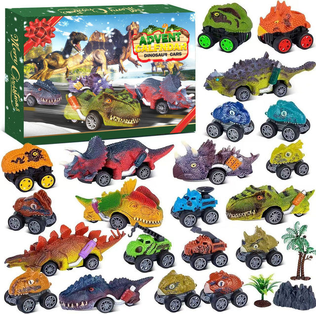 Dinosaur Pull-Back Cars Advent Calendar — Solis Dino Racers, full set