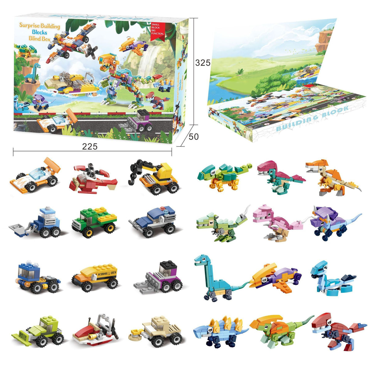 Dinosaur Car Building Blocks Advent Calendar — Solis Dino Riders, full set