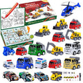 Construction Vehicles Advent Calendar with Coloring Mat — Solis Doodle Trucks, full set