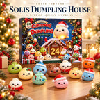 Solis Dumpling House — dumpling squishy advent calendar 2026 with Christmas dumpling squishies on a table