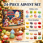 Solis Dumpling House — 24-piece dumpling squishy advent set: three dumpling sets in six festive colours