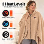 Solis Ember Heated Wearable Blanket three heat levels: 60 °C, 50 °C and 40 °C