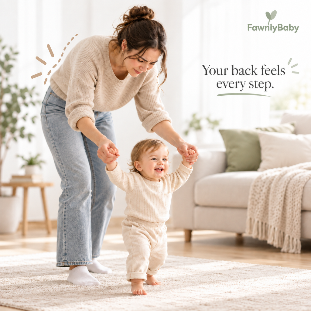 Solis First Steps — mother guiding her baby's first steps with the walking harness