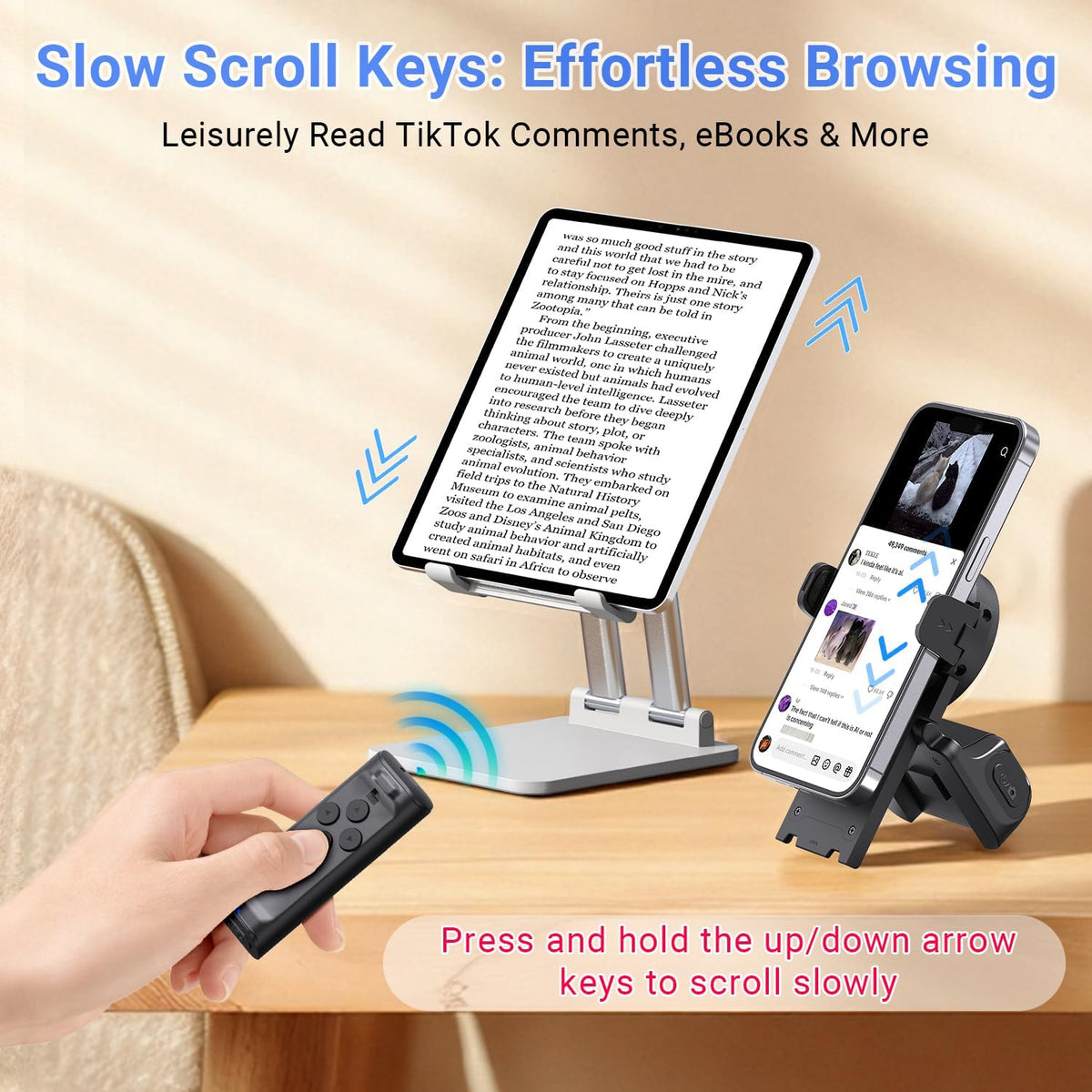 Solis Flick — slow scroll keys for reading comments and e-books