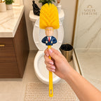 Solis Flush Chief — Standing Proud toilet brush held over a toilet in a bathroom