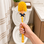 Solis Flush Chief — Dancing toilet brush held over a toilet in a bathroom