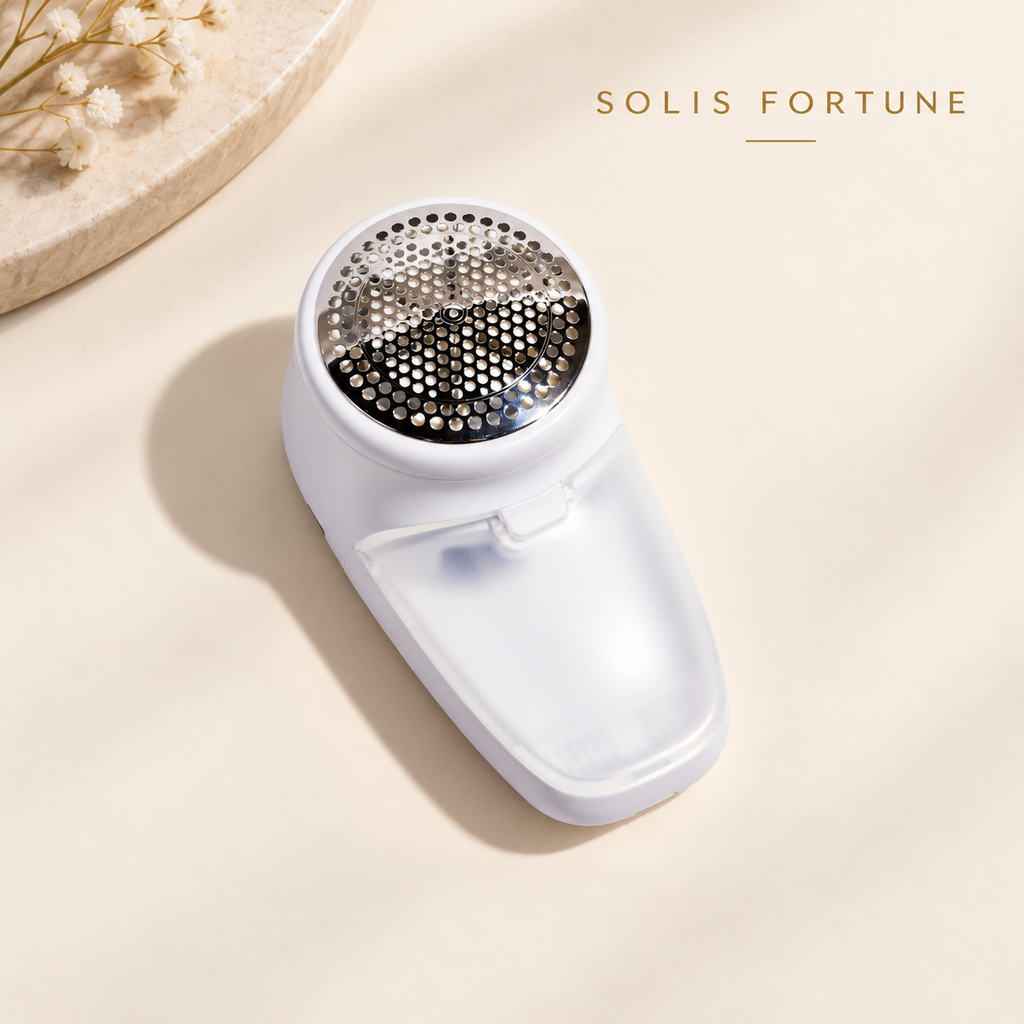 Solis Fuzzaway — six-blade shaving head behind a 2.5 inch steel guard