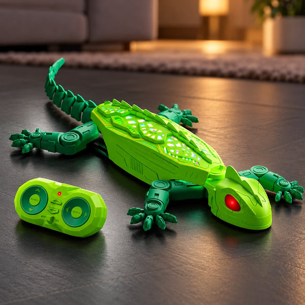 Solis Gekko — grüner wandkletternder Gecko mit Fernbedienung, USB-C-Kabel und Anleitung