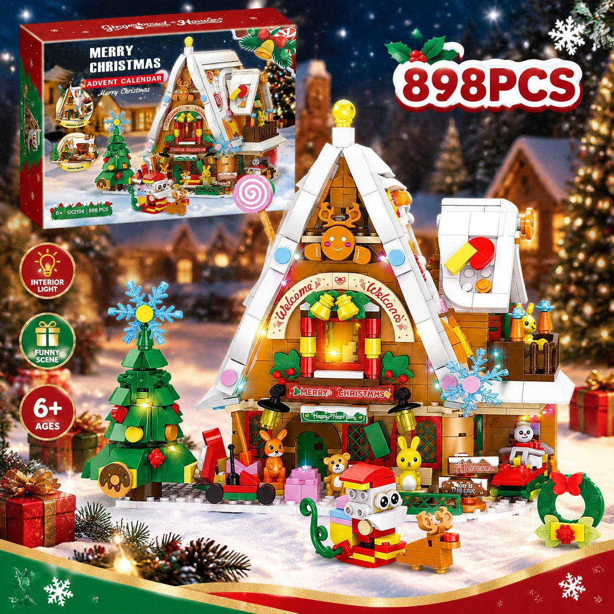Gingerbread House Building Blocks Advent Calendar — Solis Gingerbread House, full set