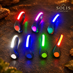Solis Glowstep — row of LED shoe clip lights lit up in different colours