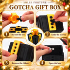Solis Gotcha Box — how to open the prank gift box: undo the screws, lift the ribbon, find the gift