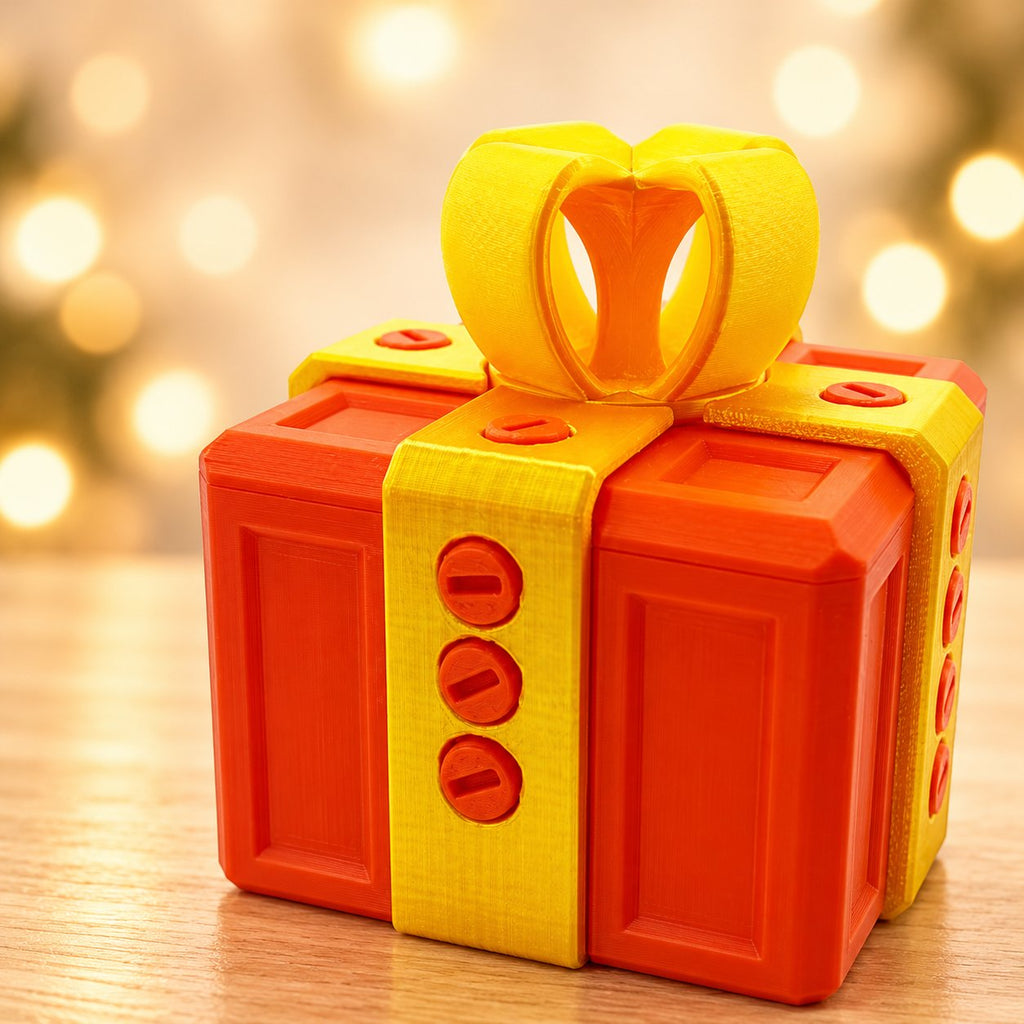 Solis Gotcha Box — Orange & Gold — prank gift box with screws
