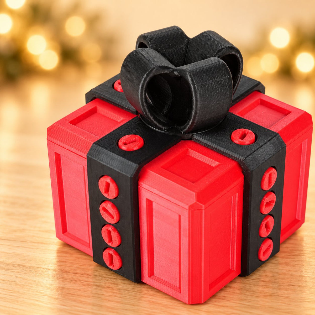 Solis Gotcha Box — Red & Black — prank gift box with screws